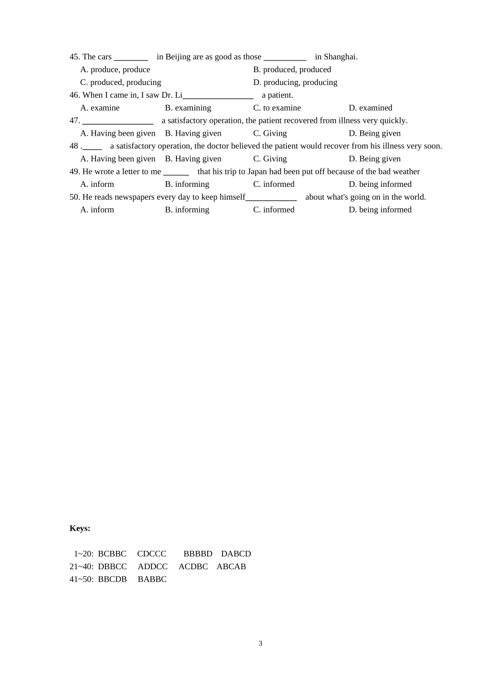 非谓语动词强化训练_第3页