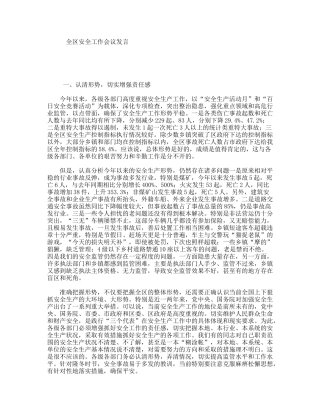 全区安全工作会议发言