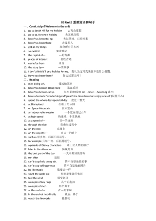8BUnit2重要短语及句子