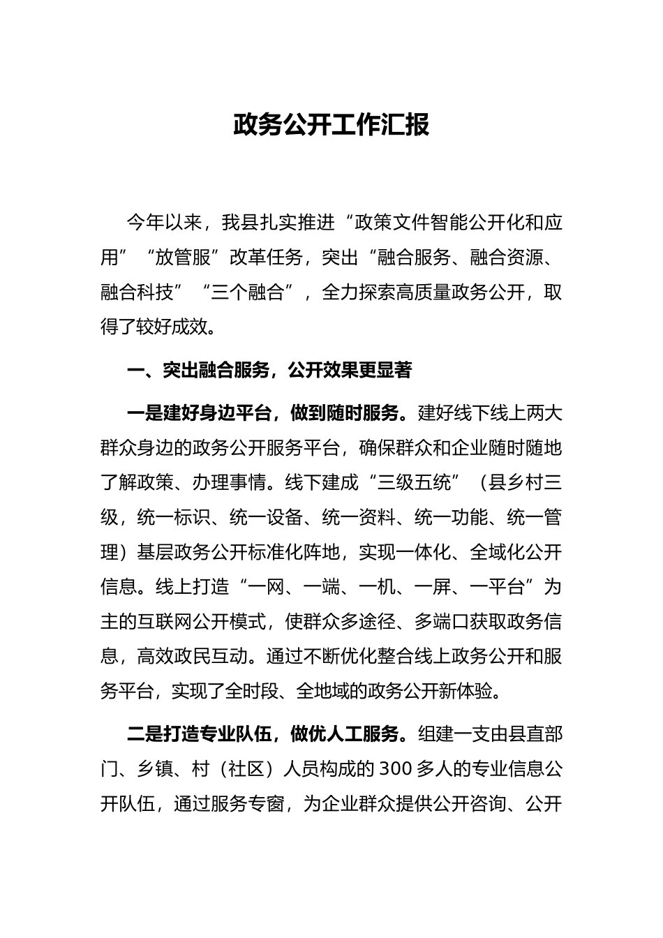 政务公开工作汇报_第1页