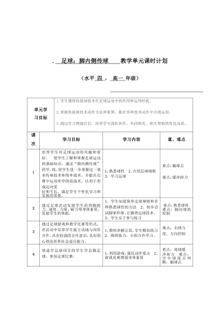 脚内侧传球教学单元课时计划-(1)