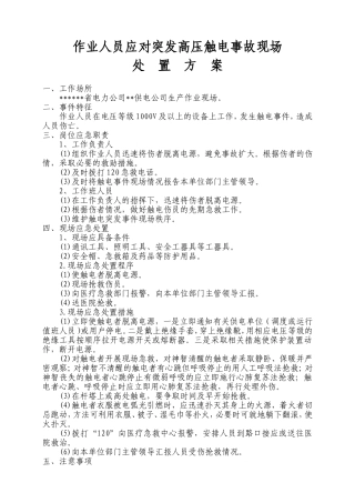 作业人员应对突发高压触电事故现场处置方案