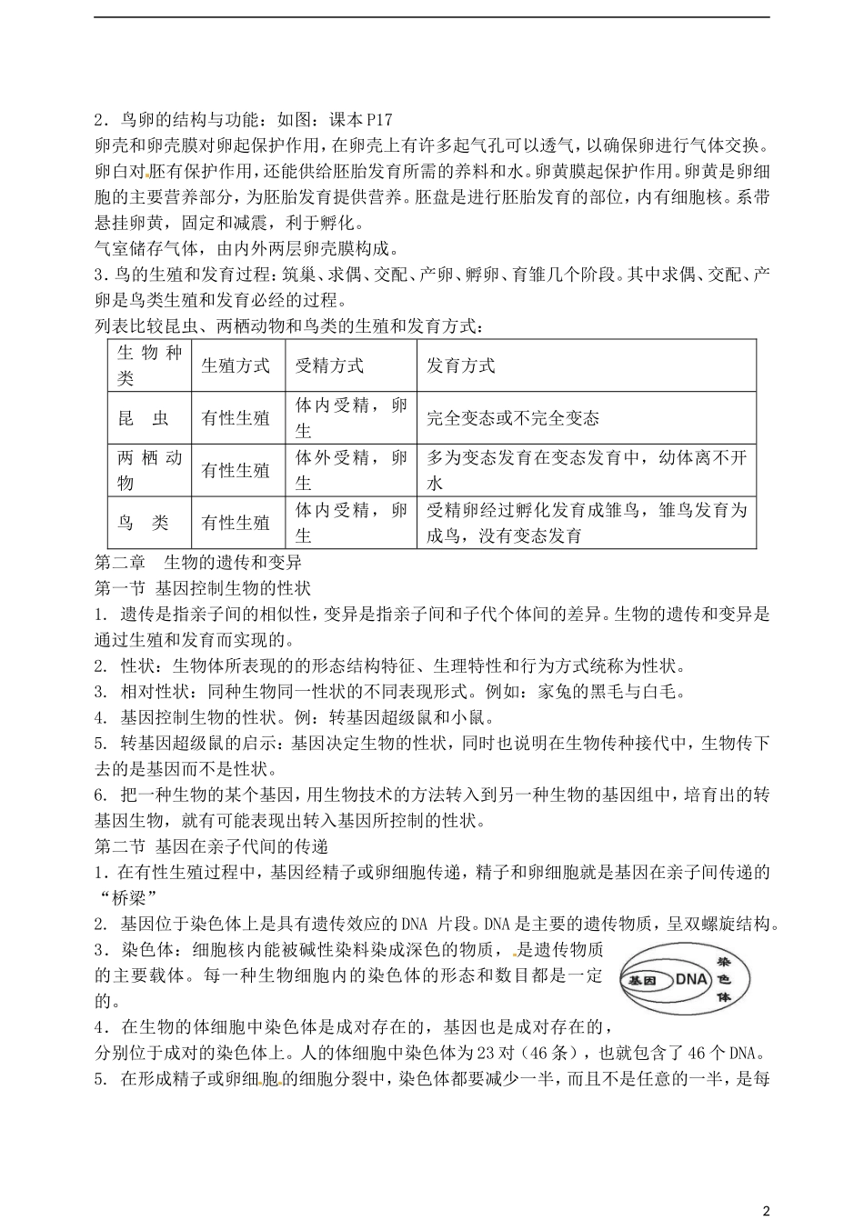 广东省江门市培英初级中学八年级生物下册-复习提纲精编-新人教版_第2页