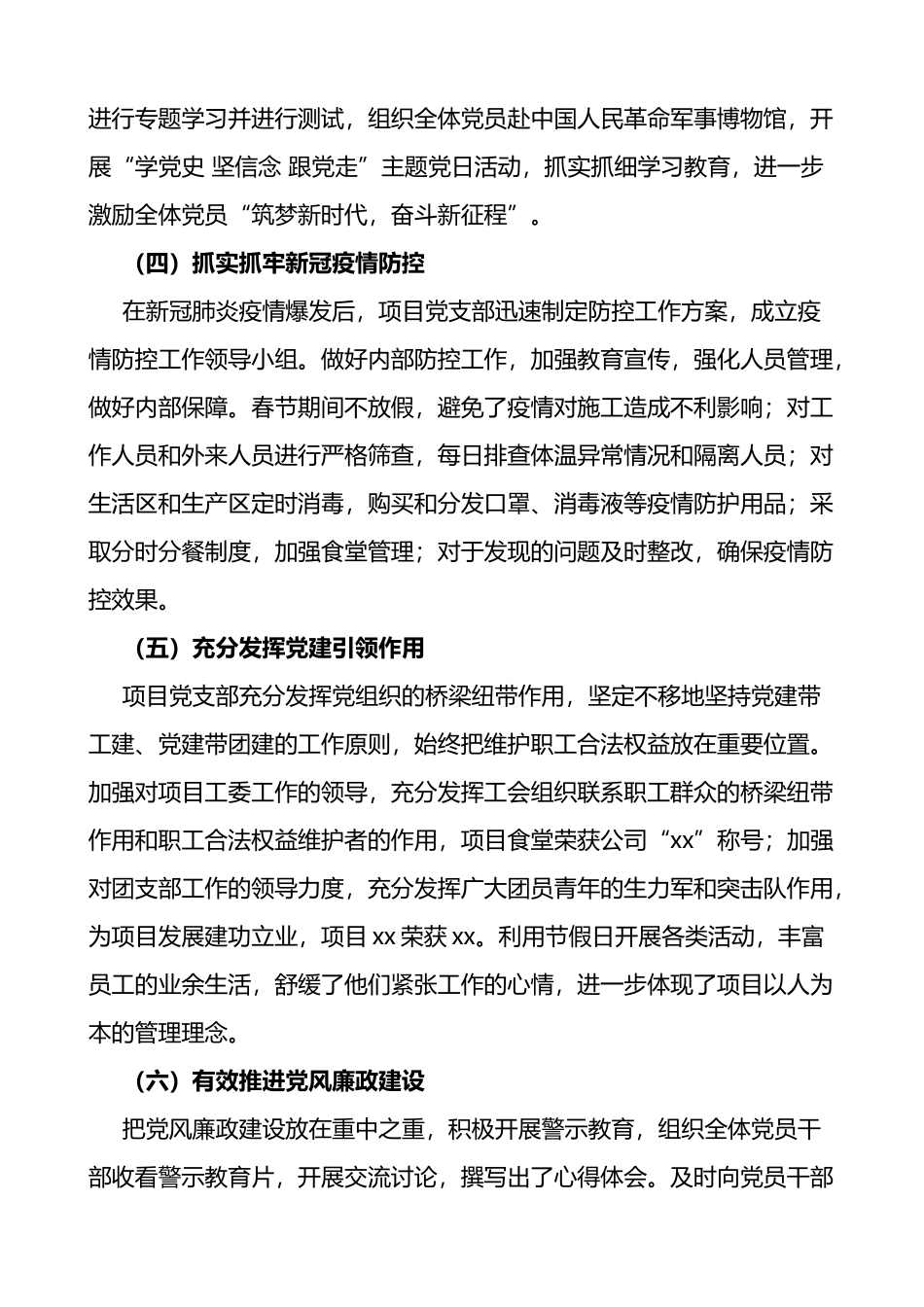 项目党支部党建工作总结范文含存在问题和下步计划工作汇报报告_第2页