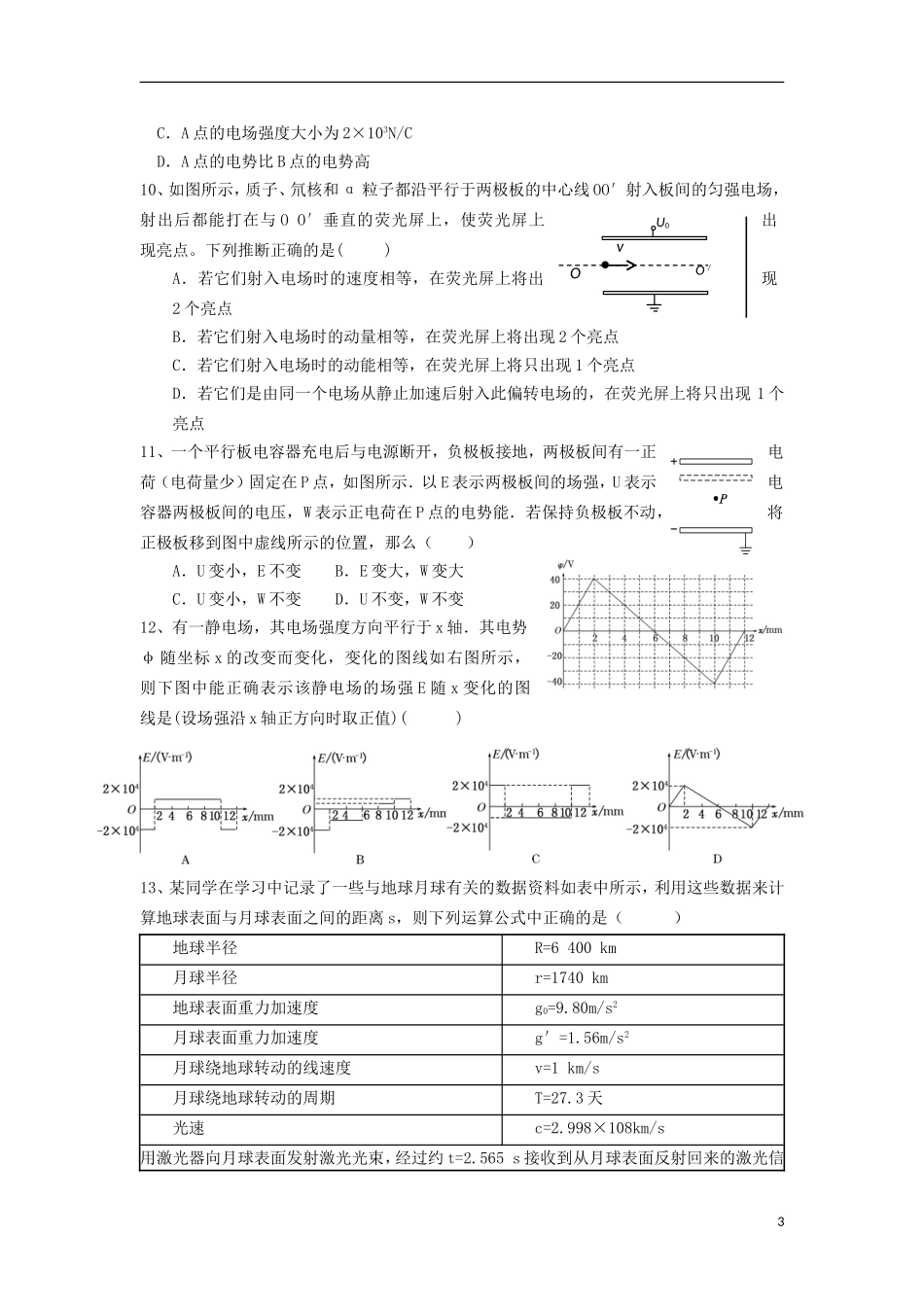 山西省山大附中2013届高三物理1月月考试题新人教版_第3页