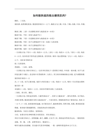 如何能快速的练出健美肌肉