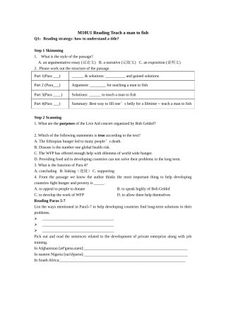 Reading(1)：Teachamantofish