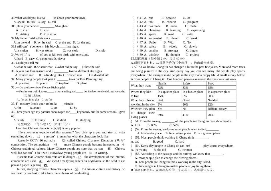 2015九年级英语第2次月考卷_第2页