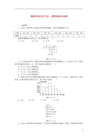 【课堂新坐标】(广东专用)2014高考数学一轮复习-课后作业(五十五)用样本估计总体-文
