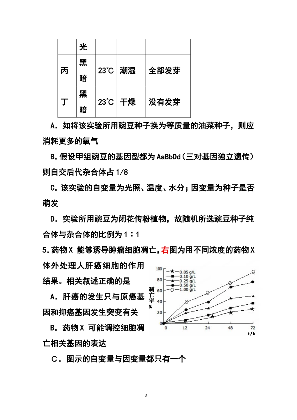 2015届四川省南充市阆南西三校高三9月联考生物试题及答案_第3页