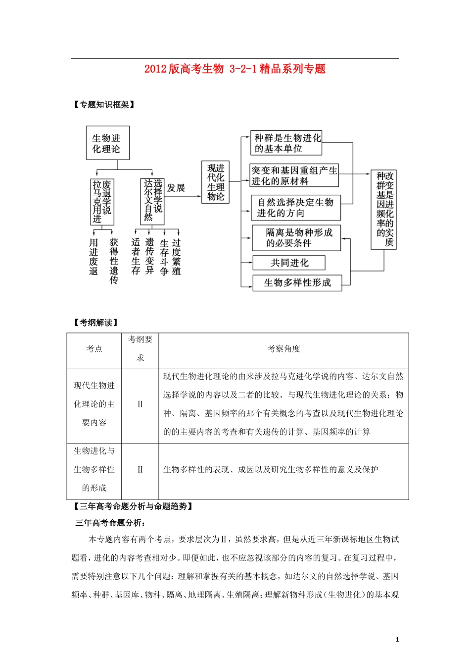 2012版高考生物-3-2-1精品系列专题13-现代生物进化理论(学生版)_第1页