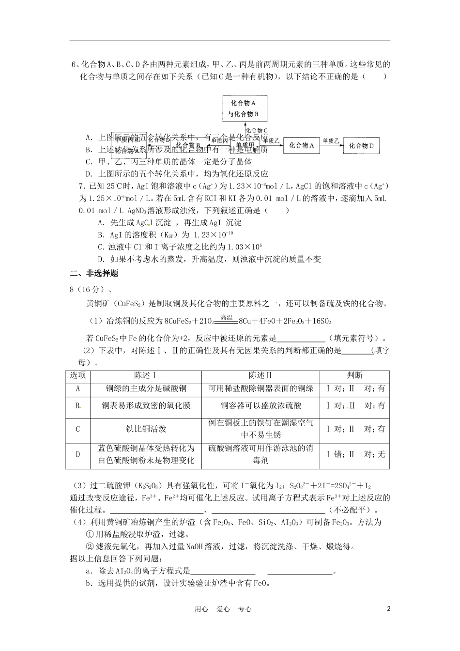 浙江省杭州市萧山区2011届高三化学高考模拟试卷(十四)苏教版_第2页