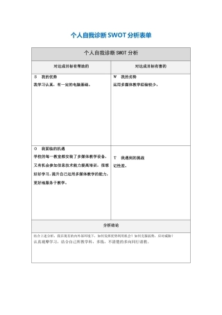 第一步骤所需文档：个人自我诊断SWOT分析表-(2)