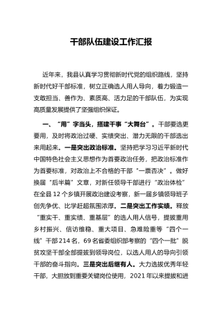 干部队伍建设工作汇报