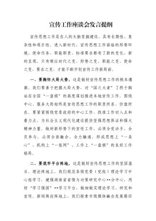 宣传工作座谈会发言提纲