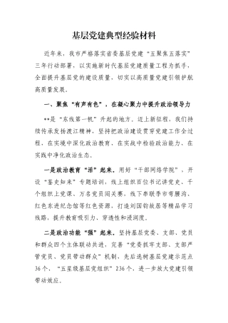 基层党建典型经验材料