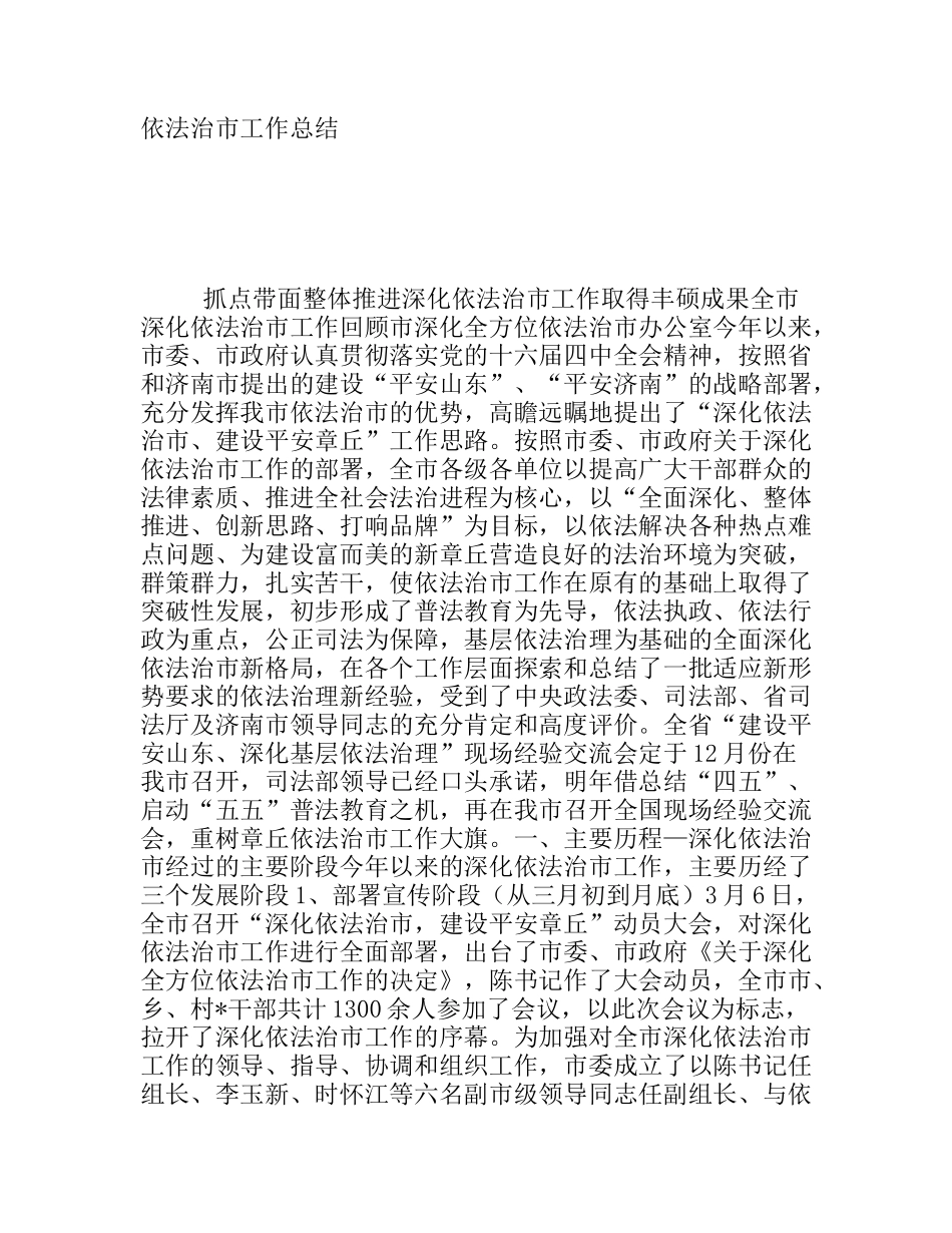 依法治市工作总结_第1页