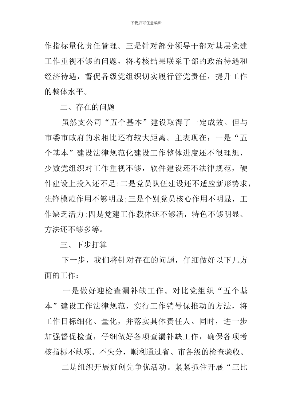2024公司开展基层党组织建设工作自查报告_第3页