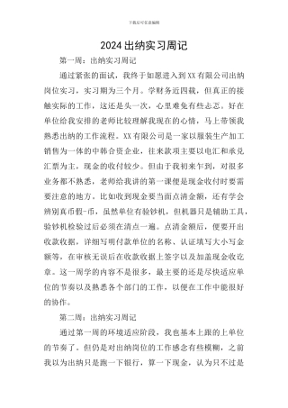 2024出纳实习周记