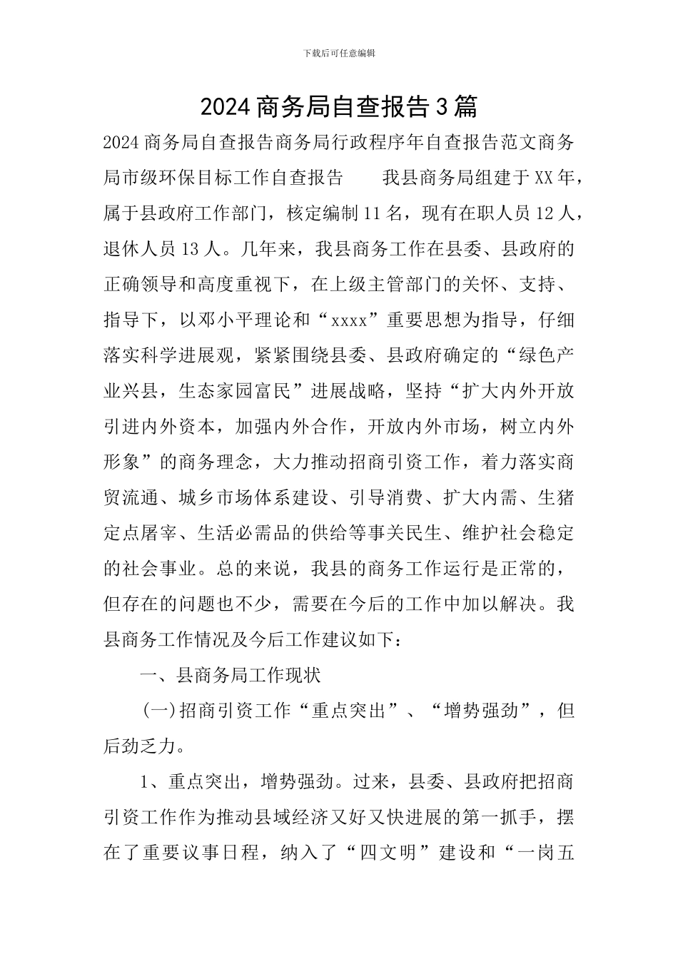 2024商务局自查报告3篇_第1页