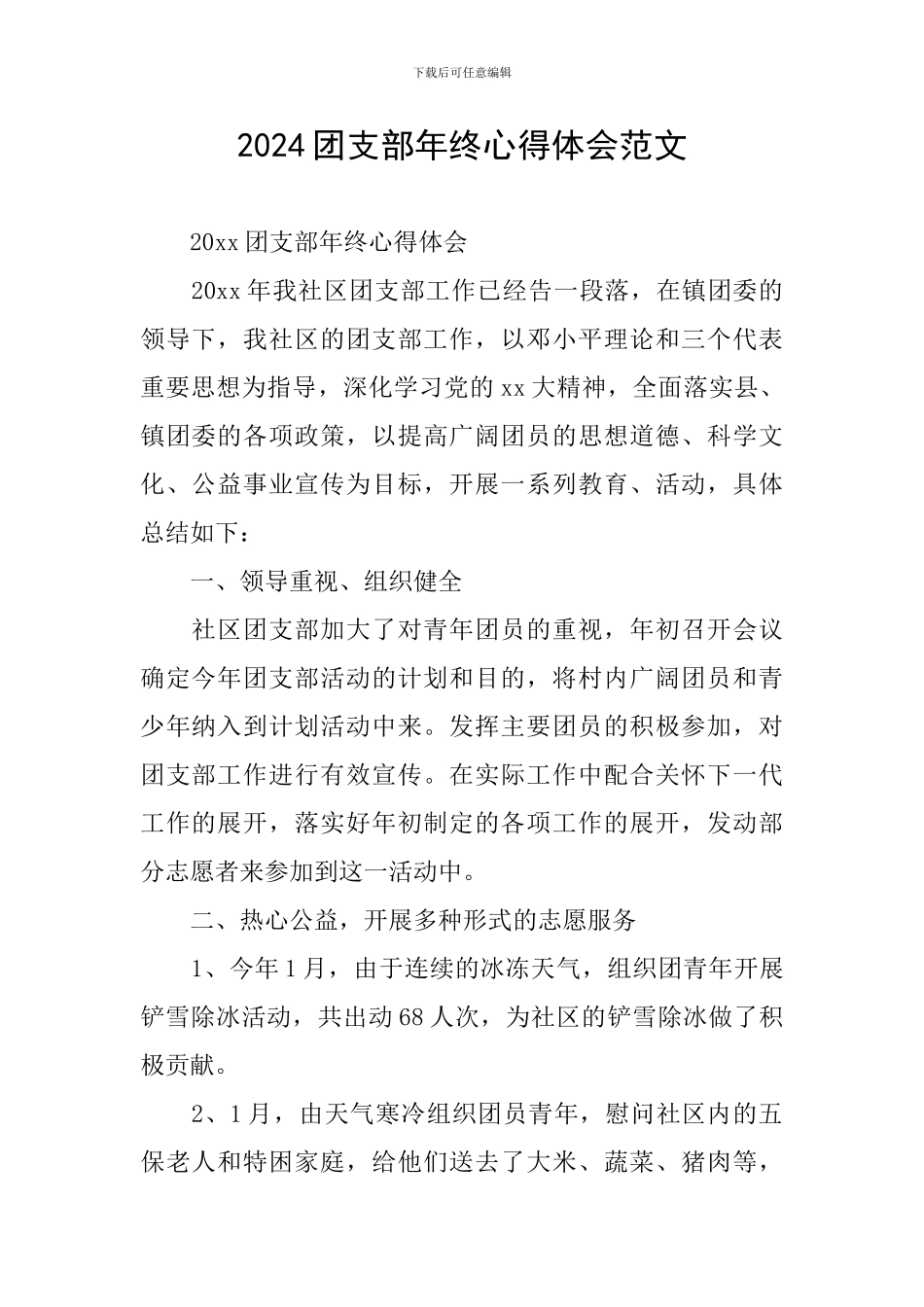 2024团支部年终心得体会范文_第1页