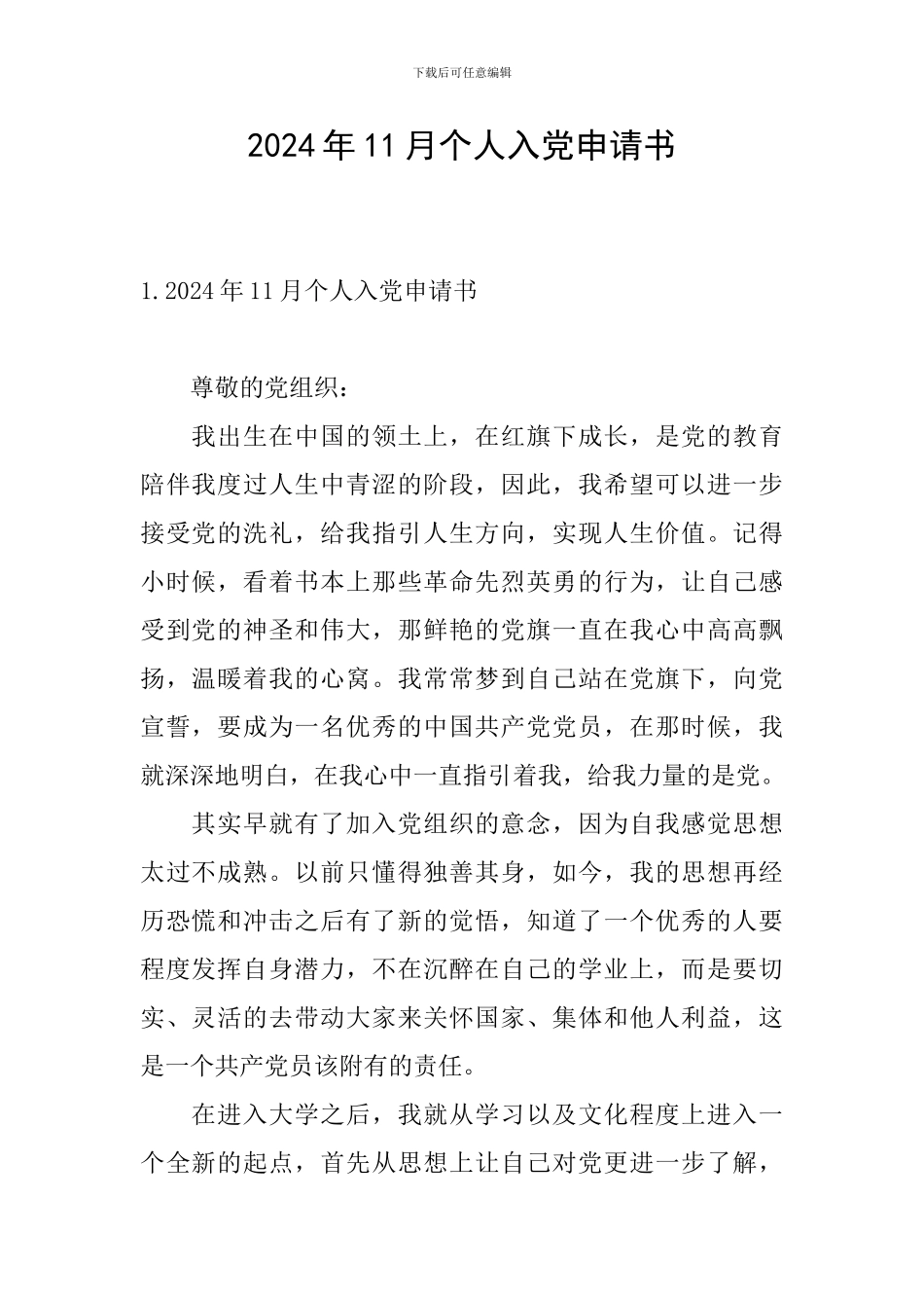 2024年11月个人入党申请书_第1页