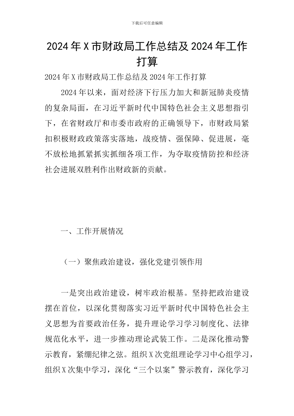 2024年X市财政局工作总结及2024年工作打算_第1页