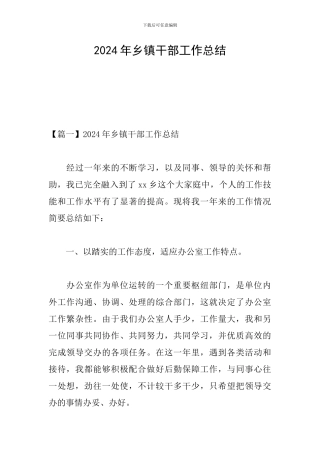 2024年乡镇干部工作总结