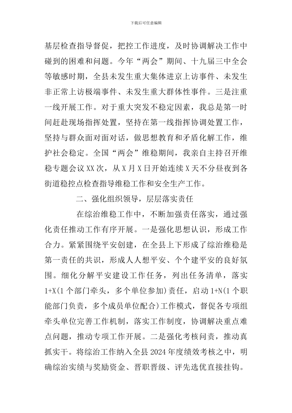 2024年党建工作述职报告(综治部门)_第2页