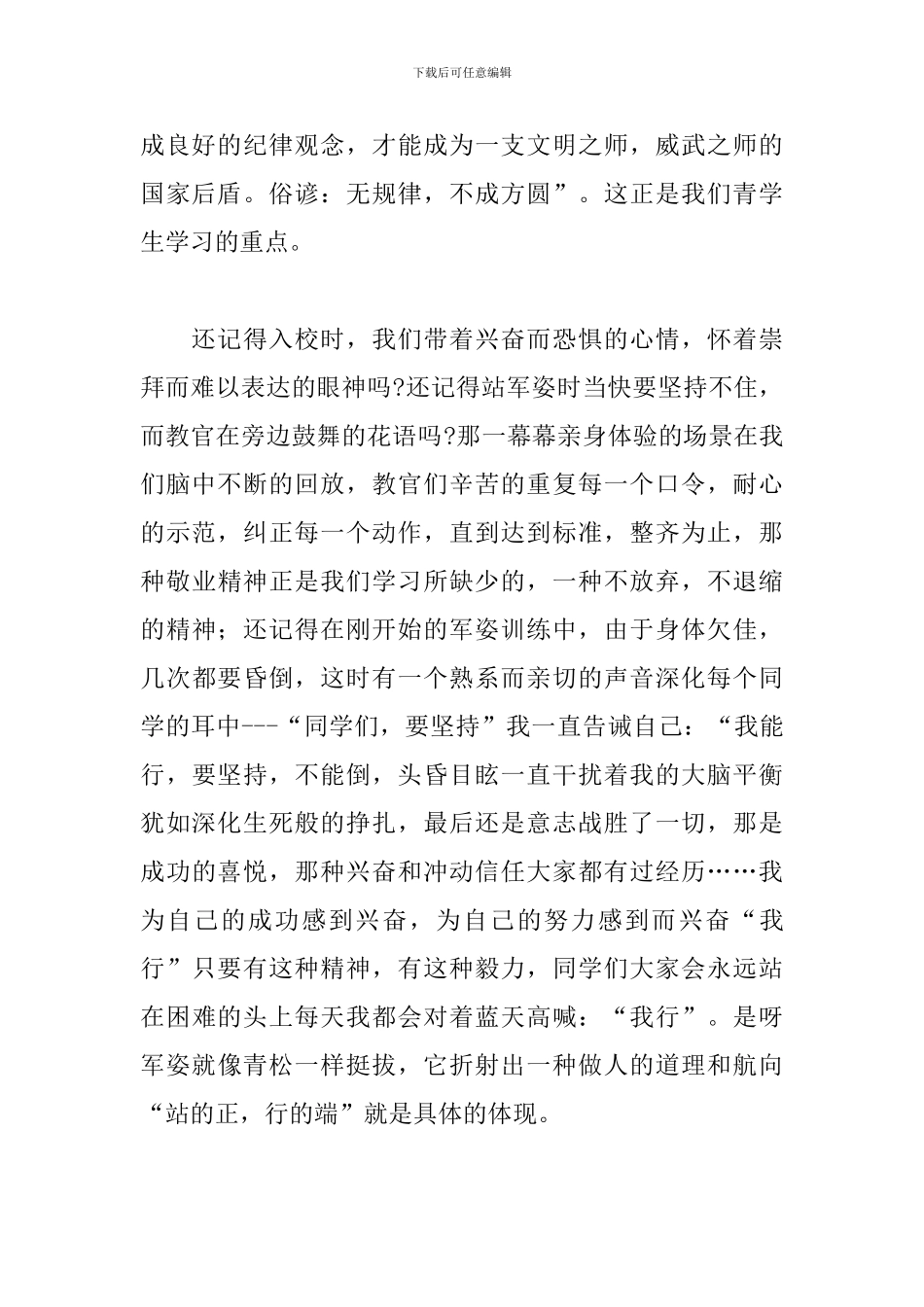 2024年大学生军训后的心得体会_第2页