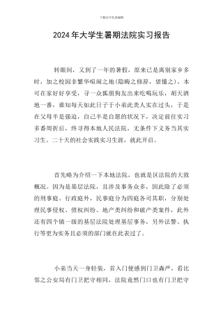 2024年大学生暑期法院实习报告