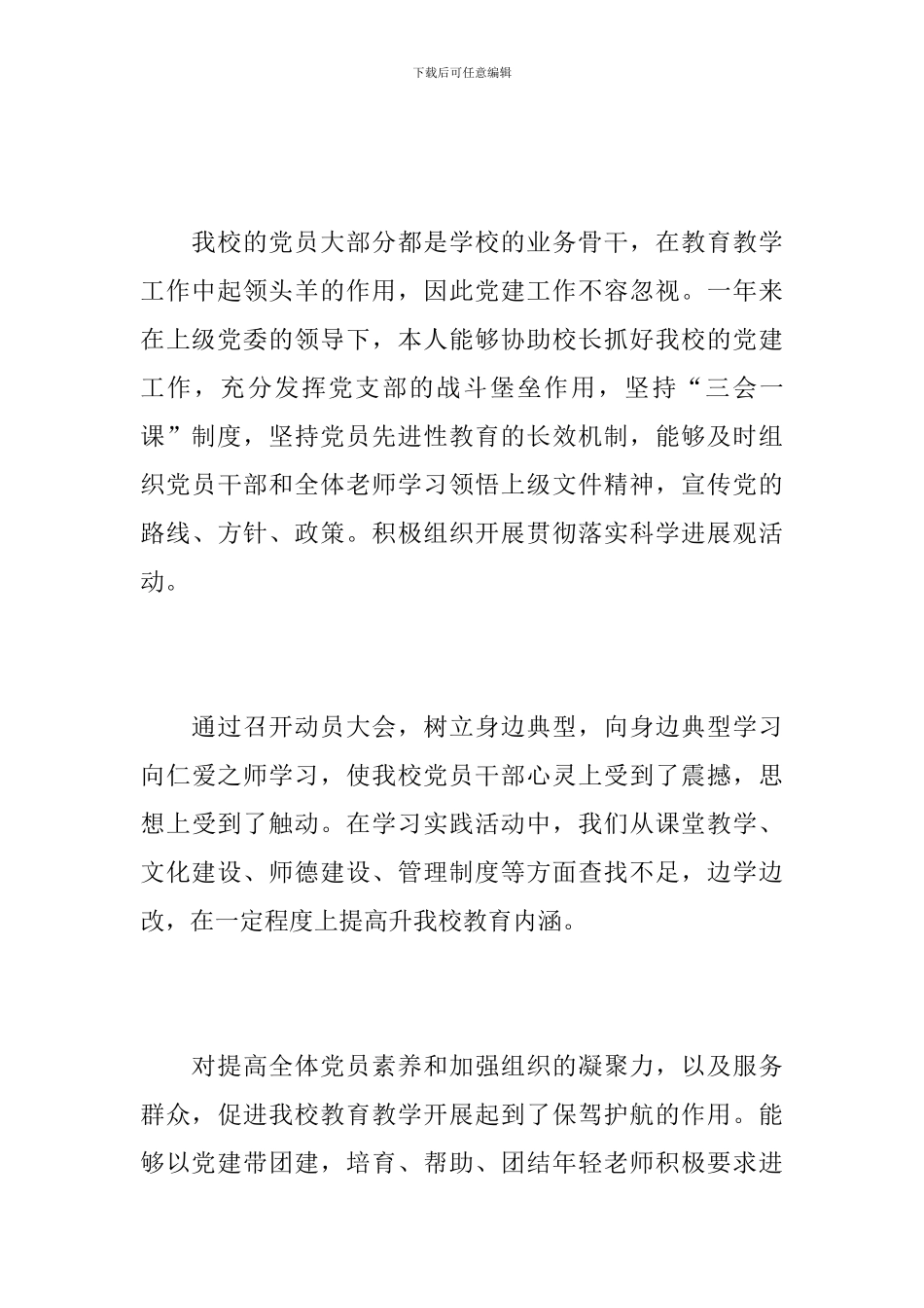 2024年学校党支部副书记工作总结_第3页