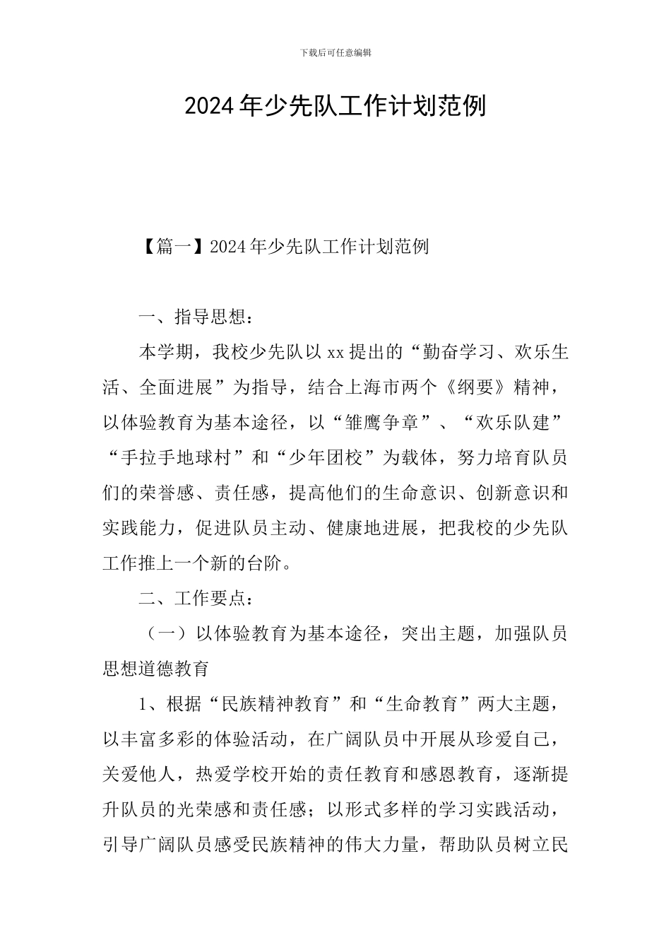 2024年少先队工作计划范例_第1页