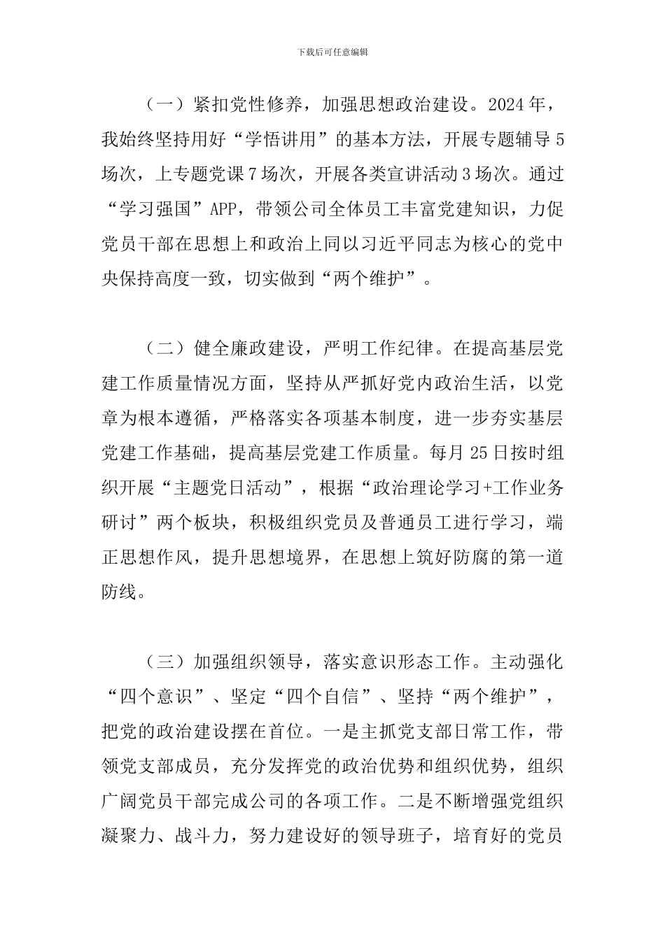 2024年度X公司党支部书记、董事长述职报告_第2页