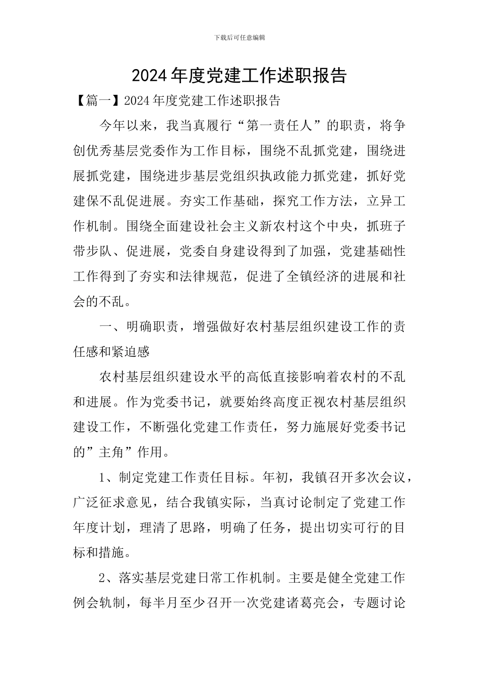 2024年度党建工作述职报告_第1页