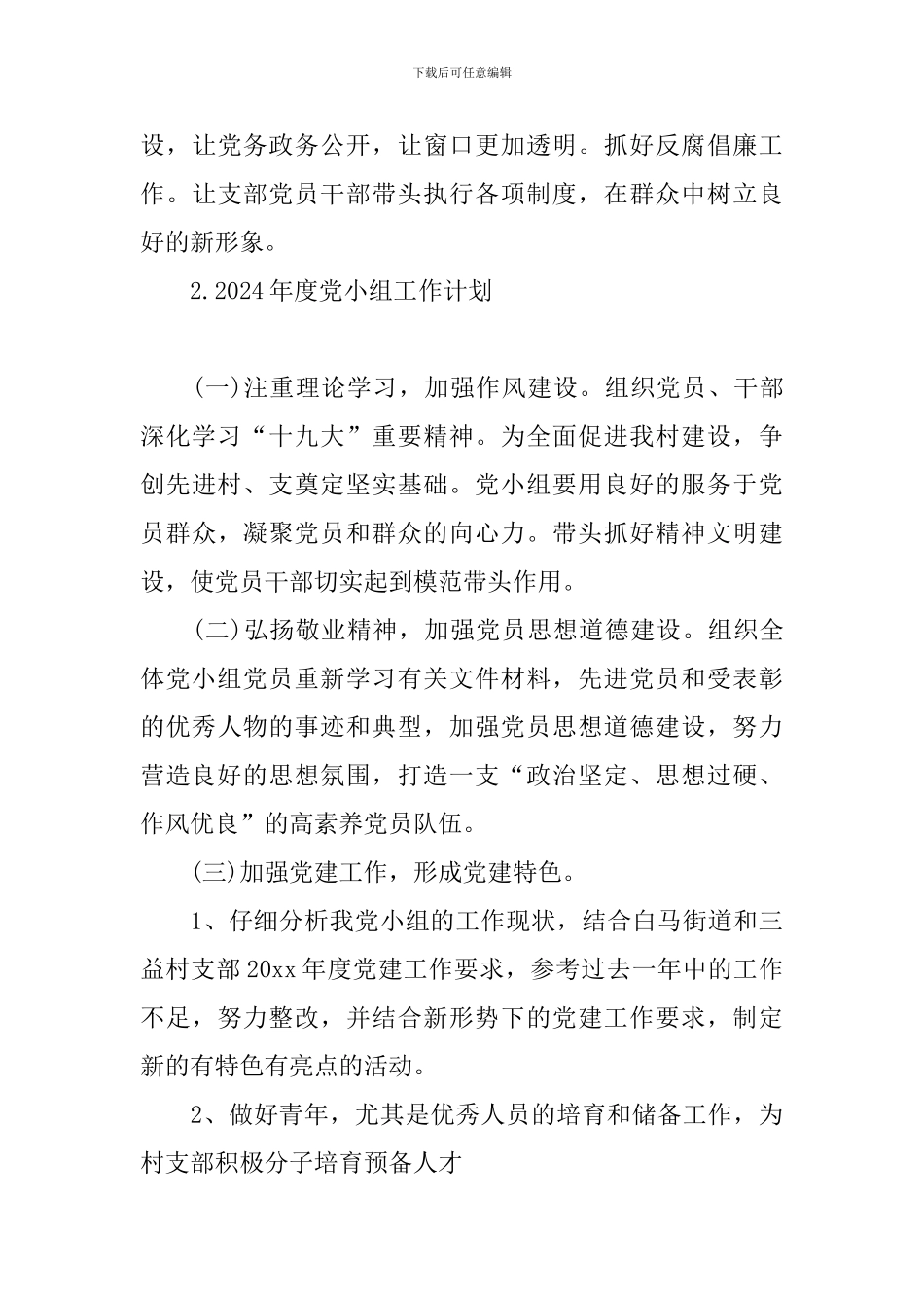 2024年度党小组工作计划_第3页