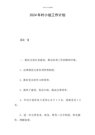 2024年村小组工作计划