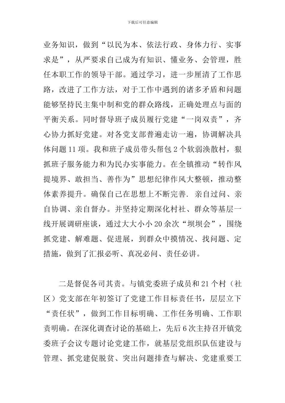 2024年某镇党委书记述职报告_第2页