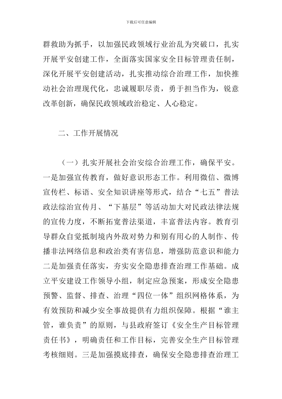 2024年民政局政法综治暨平安建设工作总结_第2页