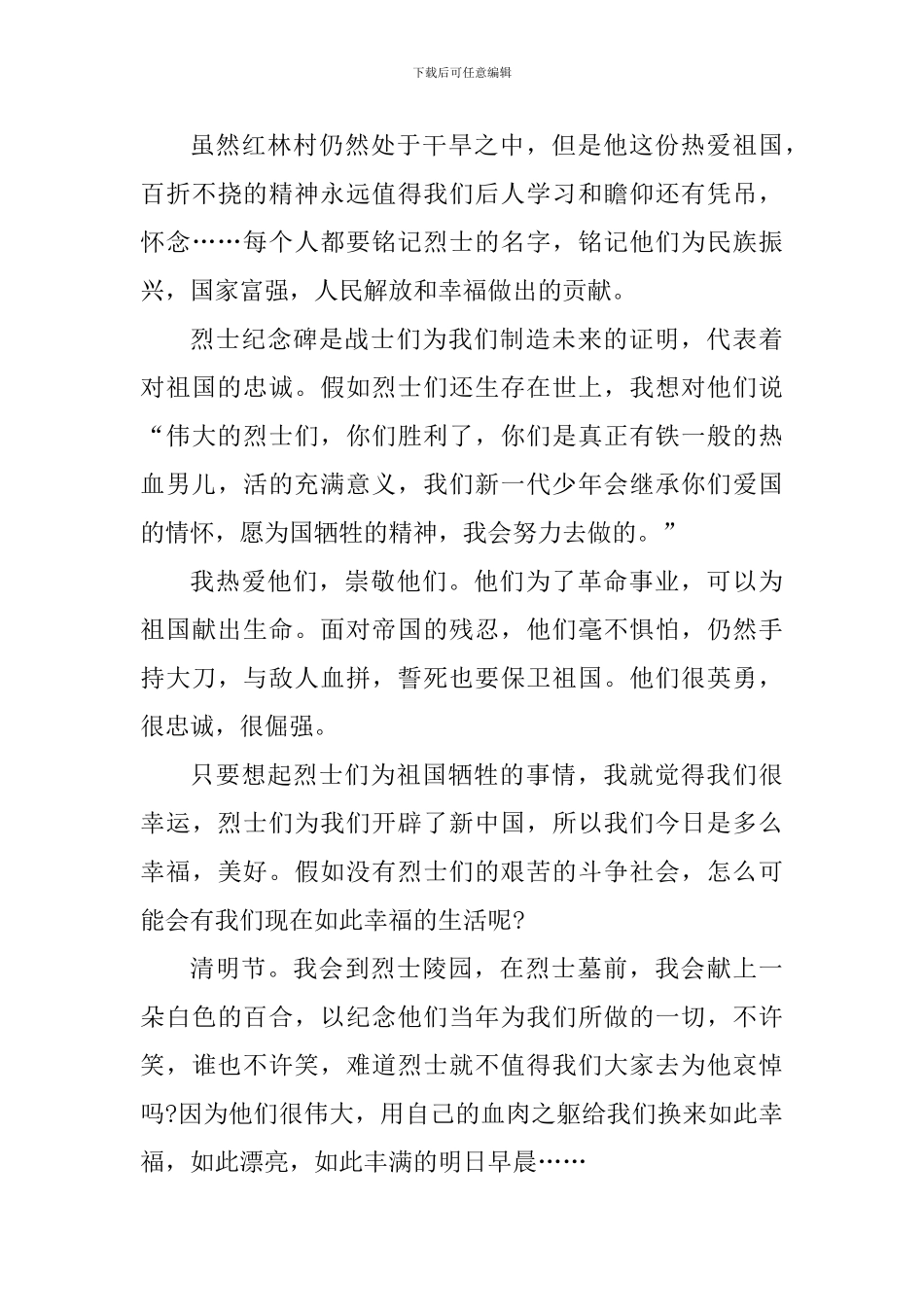 2024年清明节祭英烈优秀作文心得及感受_第3页