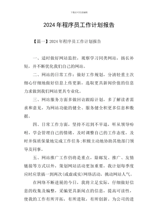 2024年程序员工作计划报告