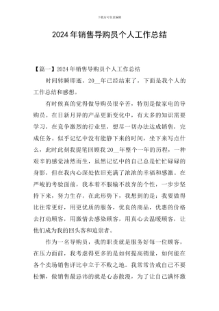 2024年销售导购员个人工作总结