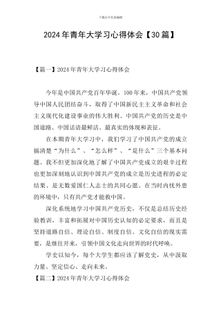 2024年青年大学习心得体会