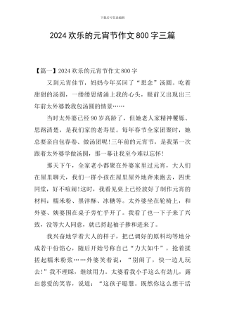 2024快乐的元宵节作文800字三篇