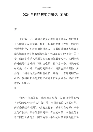 2024手机销售实习周记