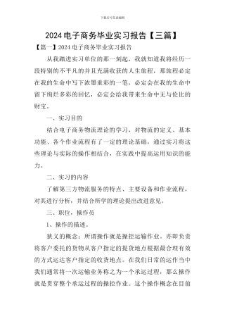 2024电子商务毕业实习报告