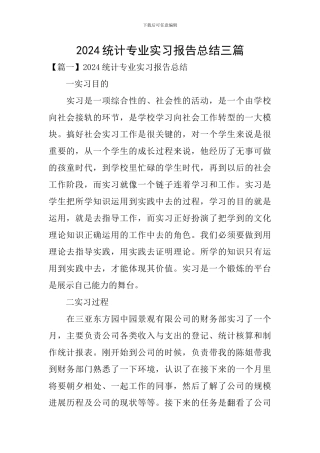 2024统计专业实习报告总结三篇