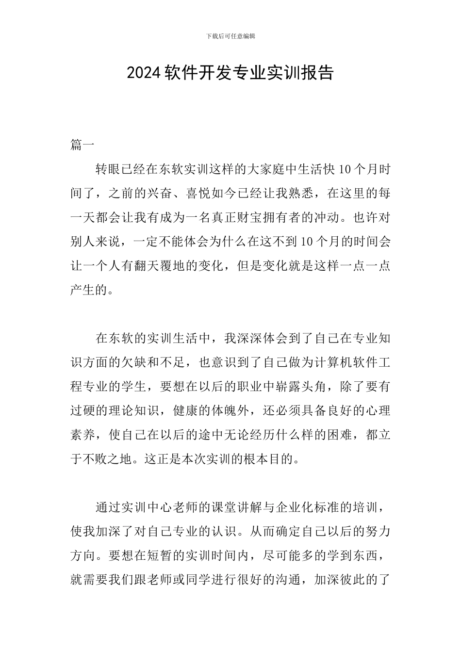 2024软件开发专业实训报告_第1页