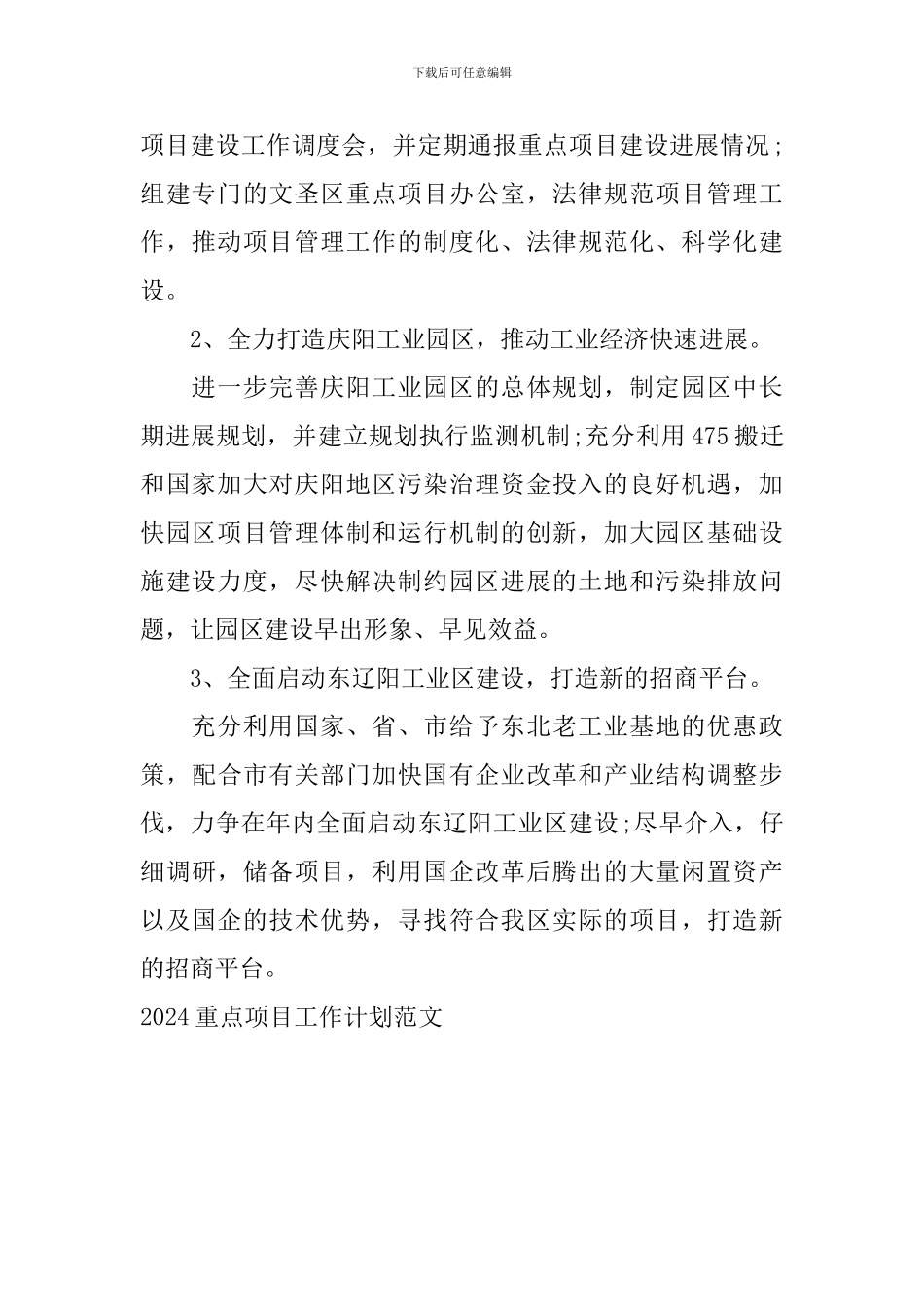 2024重点项目工作计划范文_第2页