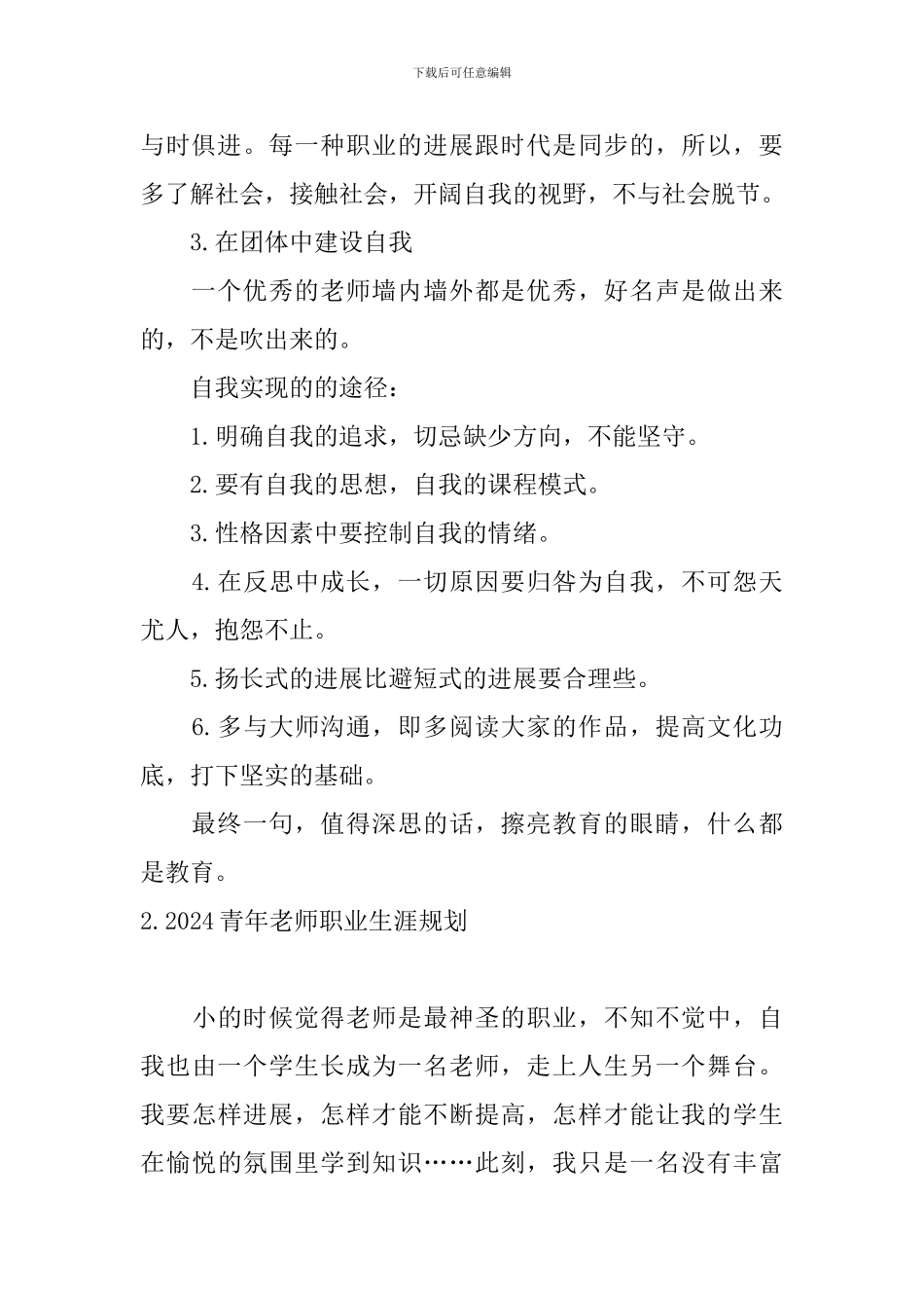 2024青年教师职业生涯规划_第2页